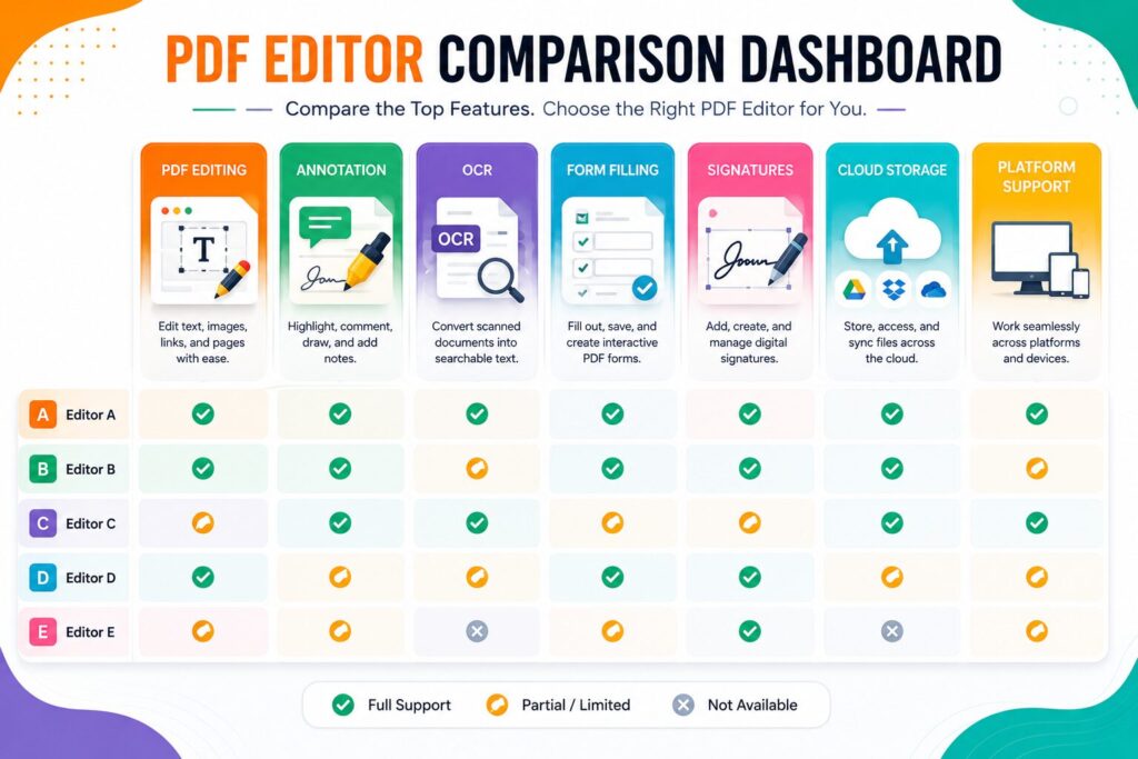 PDF editor comparison chart