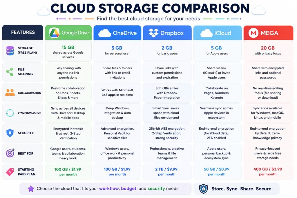Cloud storage comparison