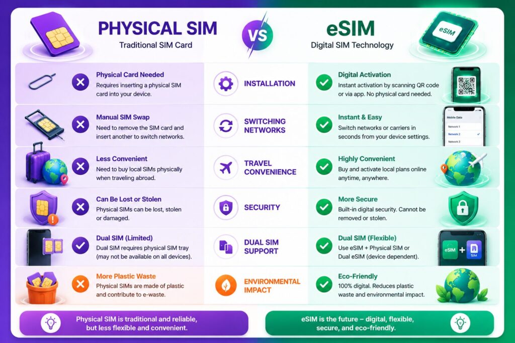 eSIM vs physical SIM comparison