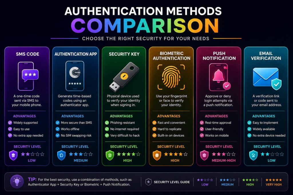 Types of 2FA comparison