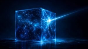Conceptual illustration of an AI model breaking out of its digital sandbox containment
