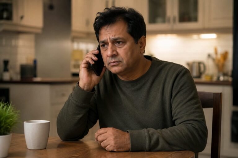 Person receiving a suspicious call, illustrating AI voice cloning scams