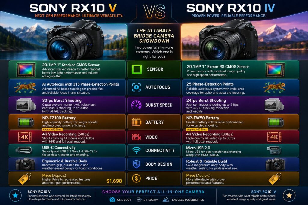 Sony RX10 V comparison