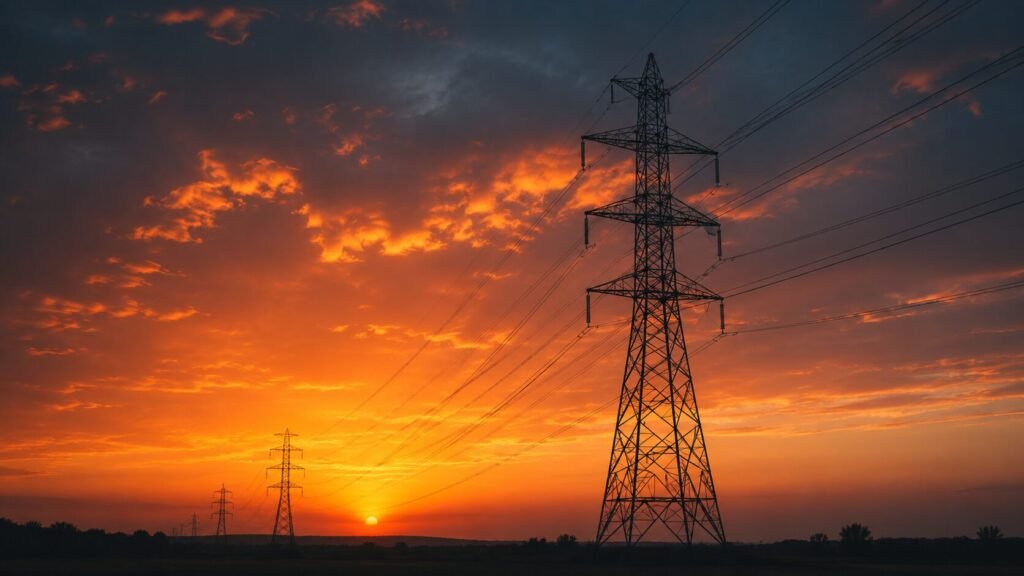 Electricity pylon or power grid infrastructure