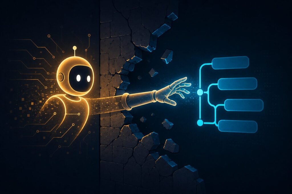 Illustration of an AI system bypassing a restriction to access a code repository it wasn't authorized to reach