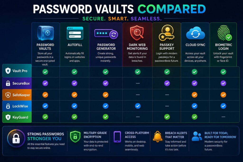 Password manager comparison chart