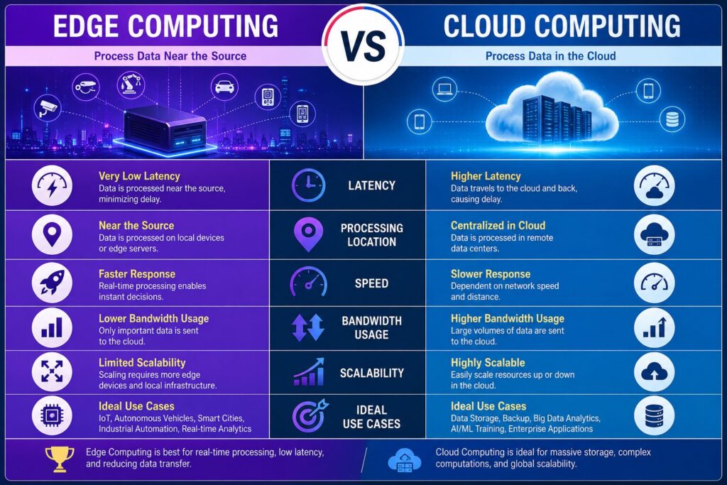 Edge computing vs cloud computing comparison