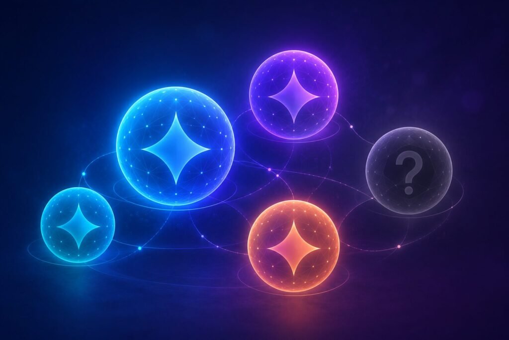 Illustration representing confusion between Google's multiple current Gemini AI model versions