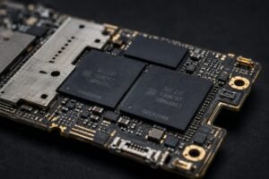 Smartphone memory chips, illustrating the 2026 RAM shortage driving up phone prices