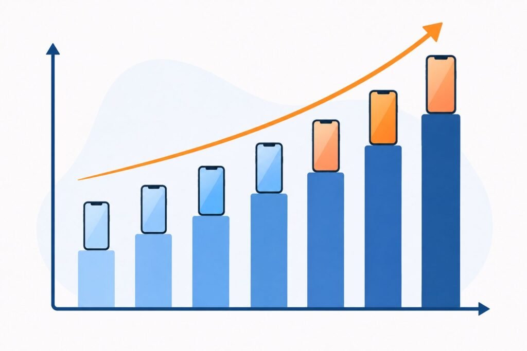 Chart illustrating rising smartphone prices driven by the RAM shortage