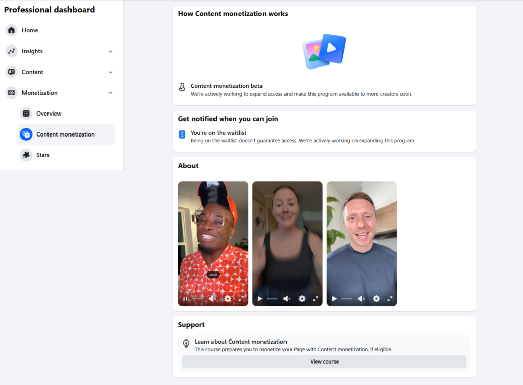 Facebook Content Monetization