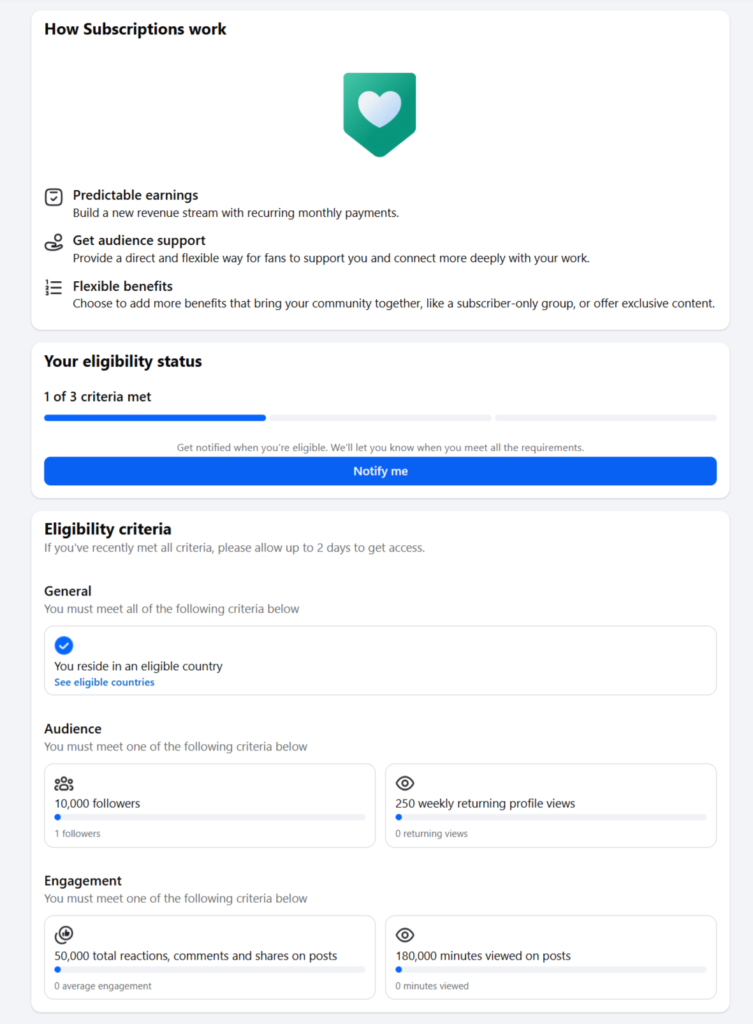 Facebook Subscriptions