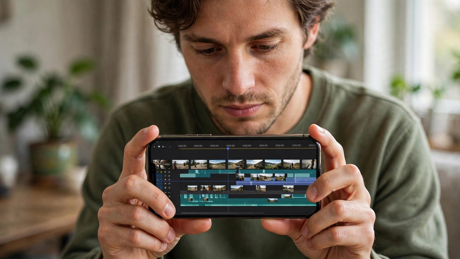 Person editing a video on a smartphone with CapCut