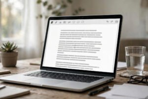 Laptop showing a document being edited in LibreOffice
