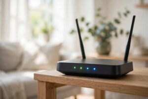 Home Wi-Fi router sending out strong wireless signals