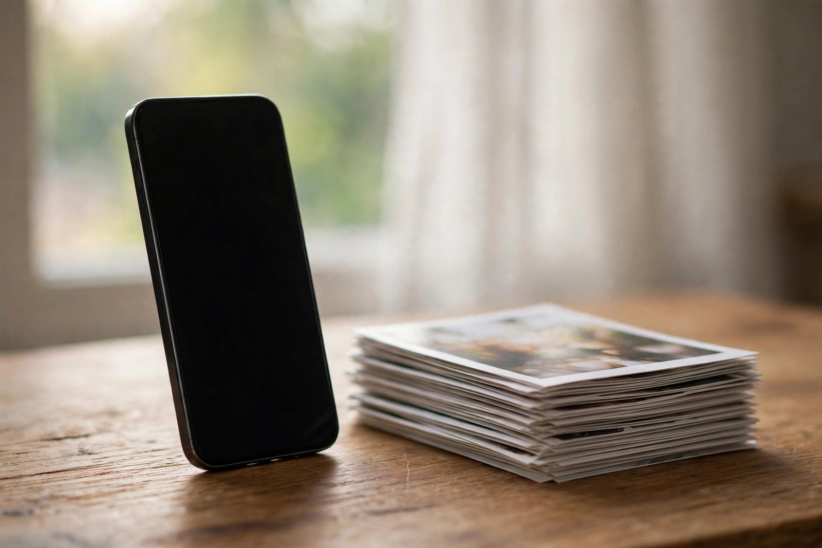 Smartphone with photos moving to the cloud to free up storage space