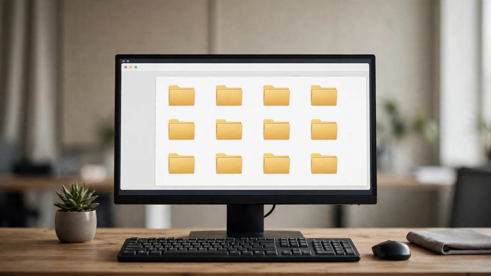 Illustration of neatly organized computer folders and files