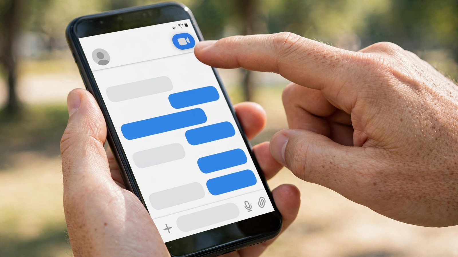 Starting a video call on WhatsApp from a chat screen