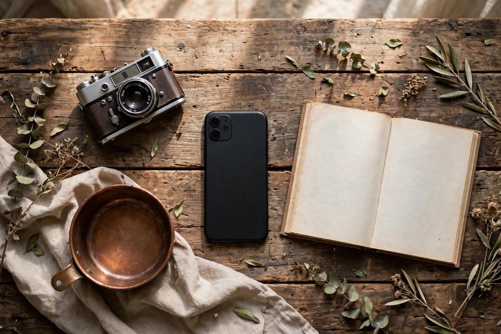 Illustration of a smartphone surrounded by hobby icons like a camera, book, and cooking pot
