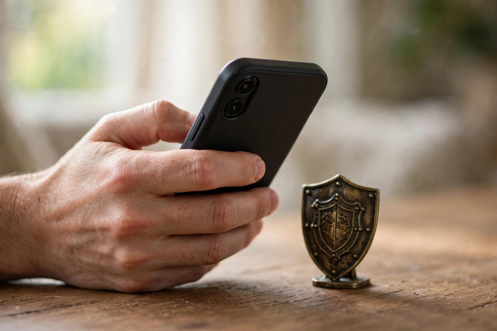 Illustration of a shield protecting small social media icons