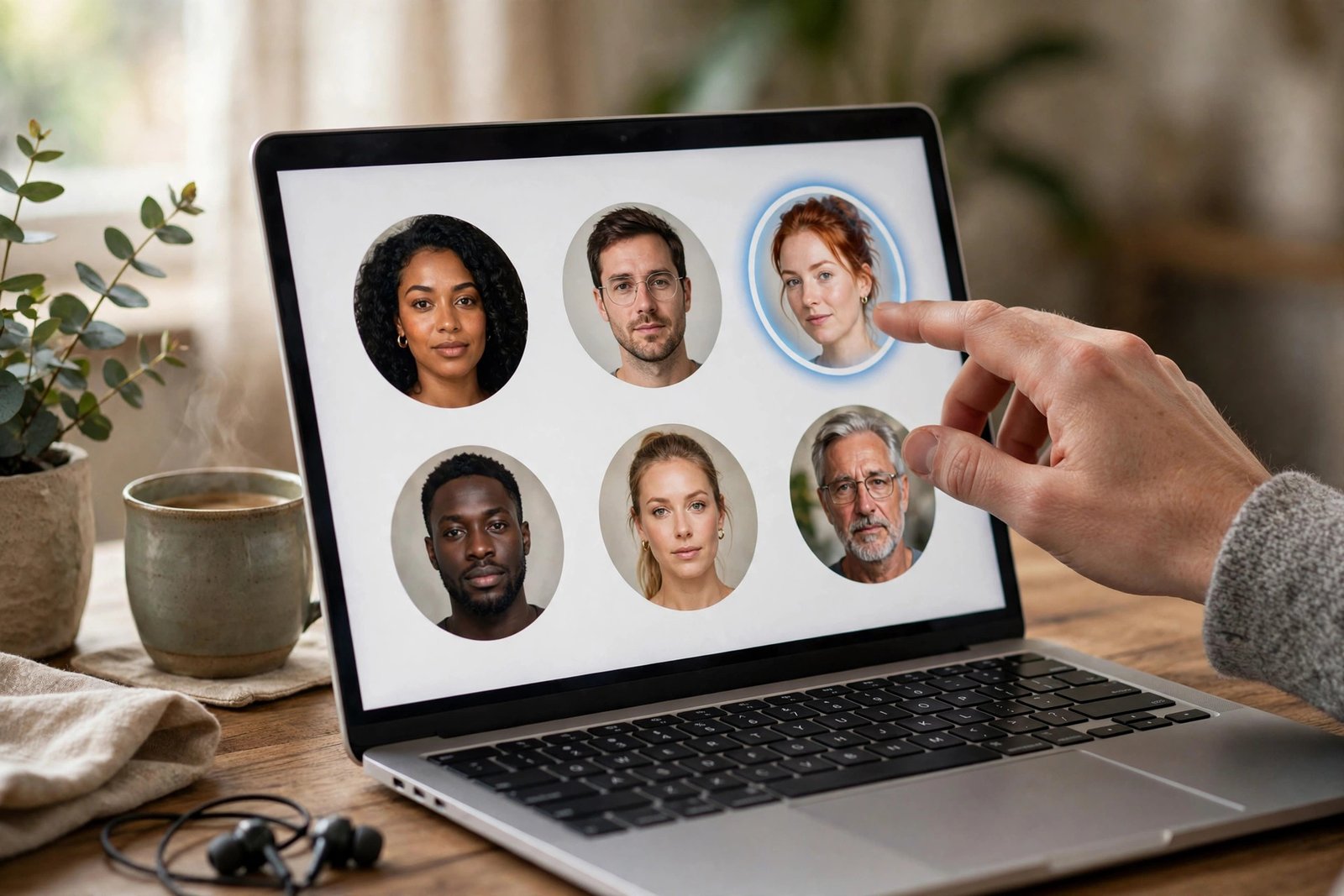 Voice selection panel with different speaker icons and avatars to choose from