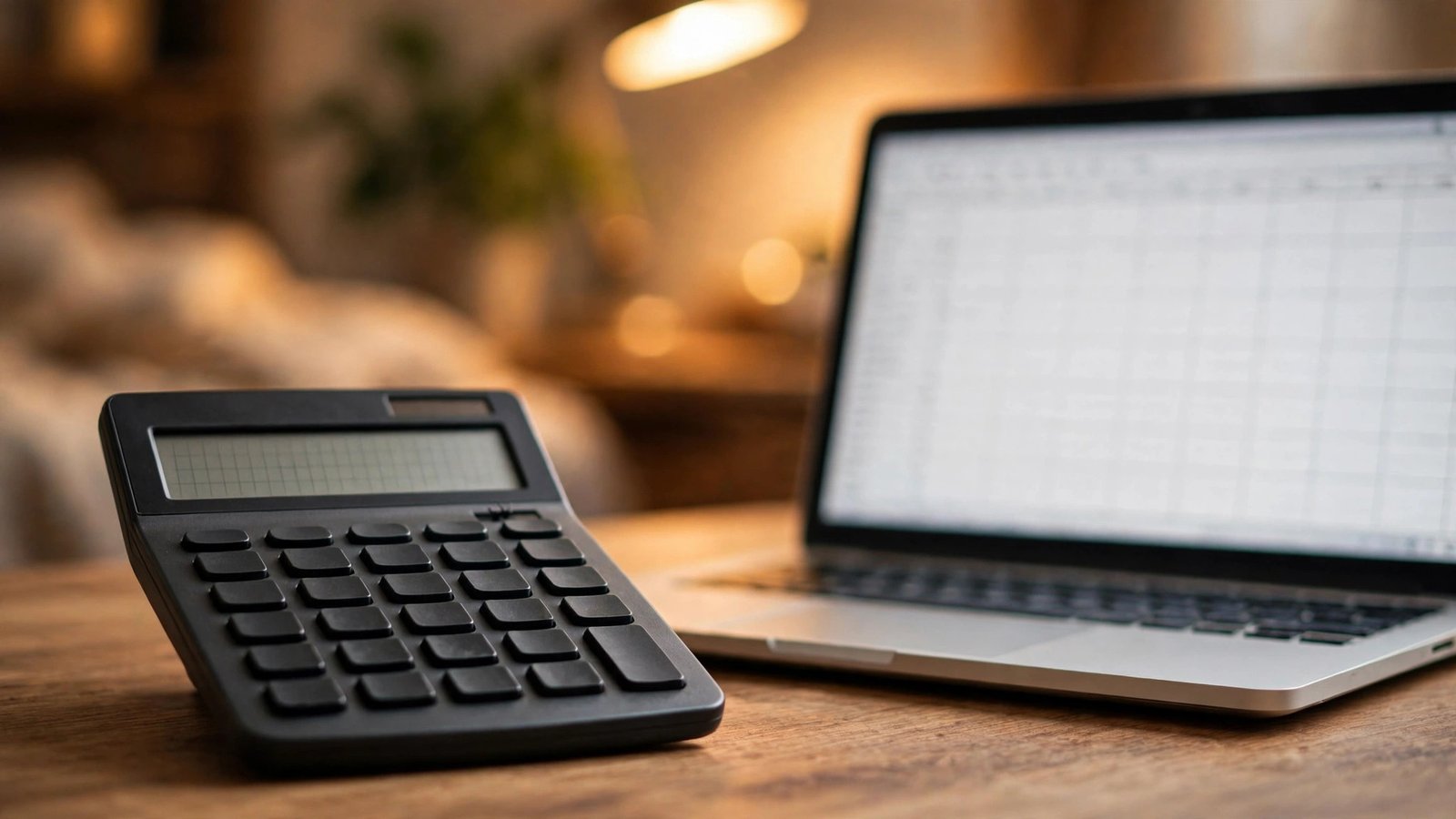 A calculator and formula symbols representing spreadsheet formulas