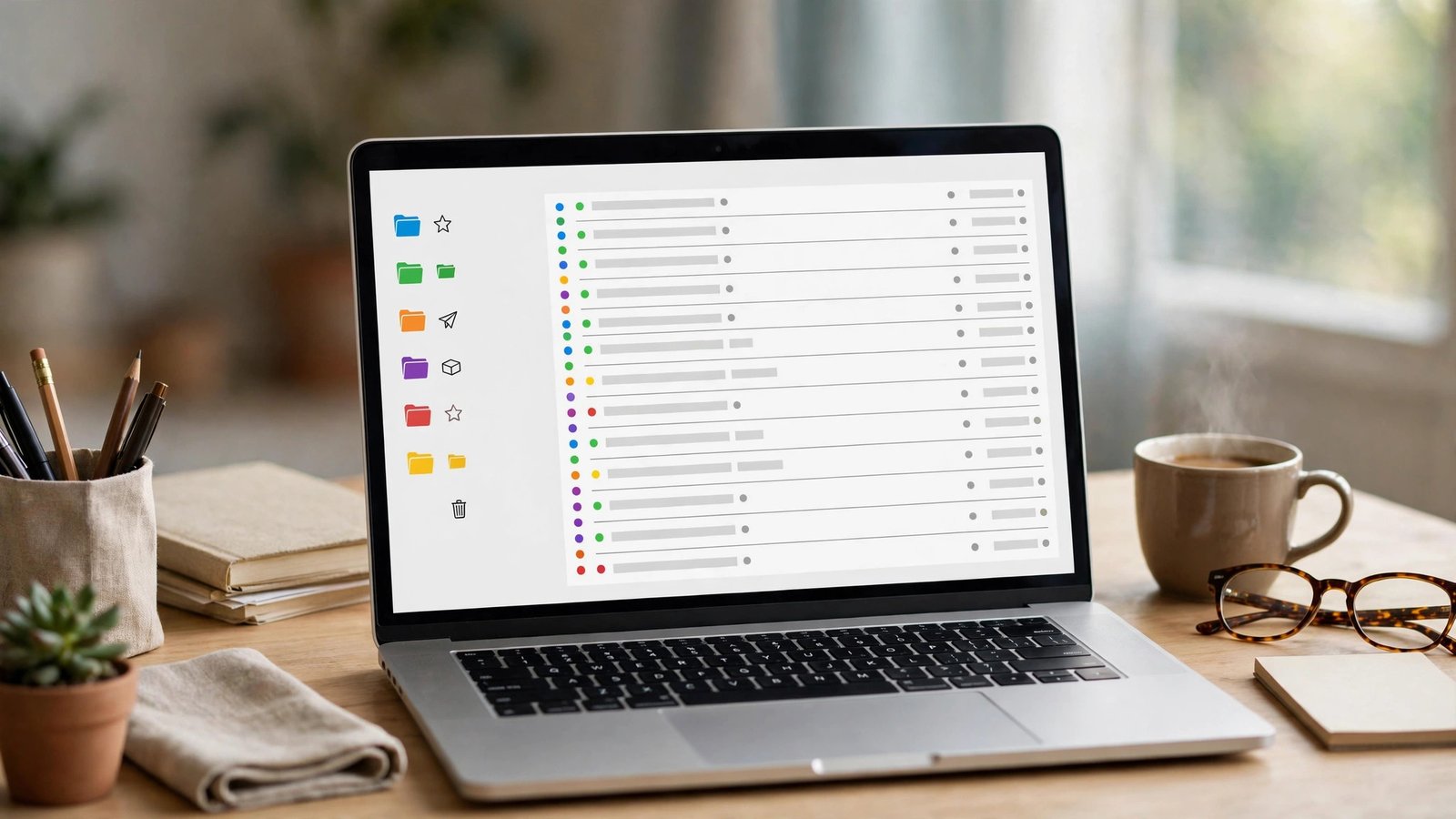 Colorful email labels organizing a Gmail inbox