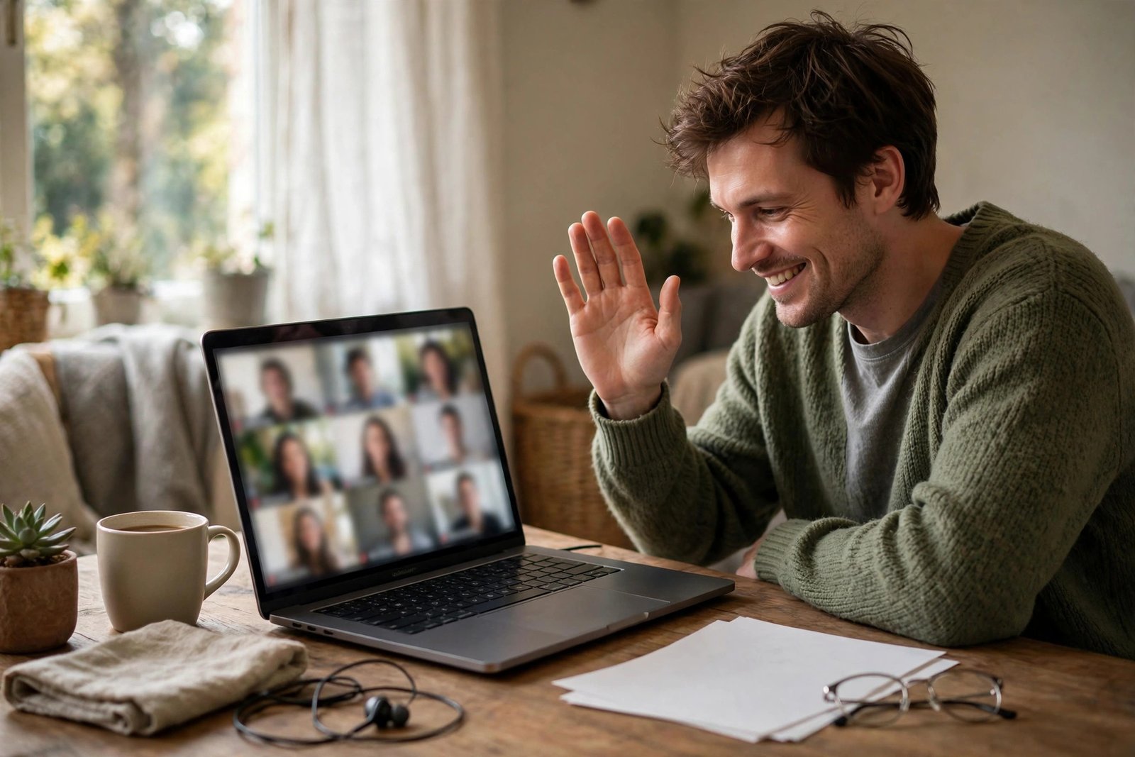 Joining a Zoom meeting on a laptop from home