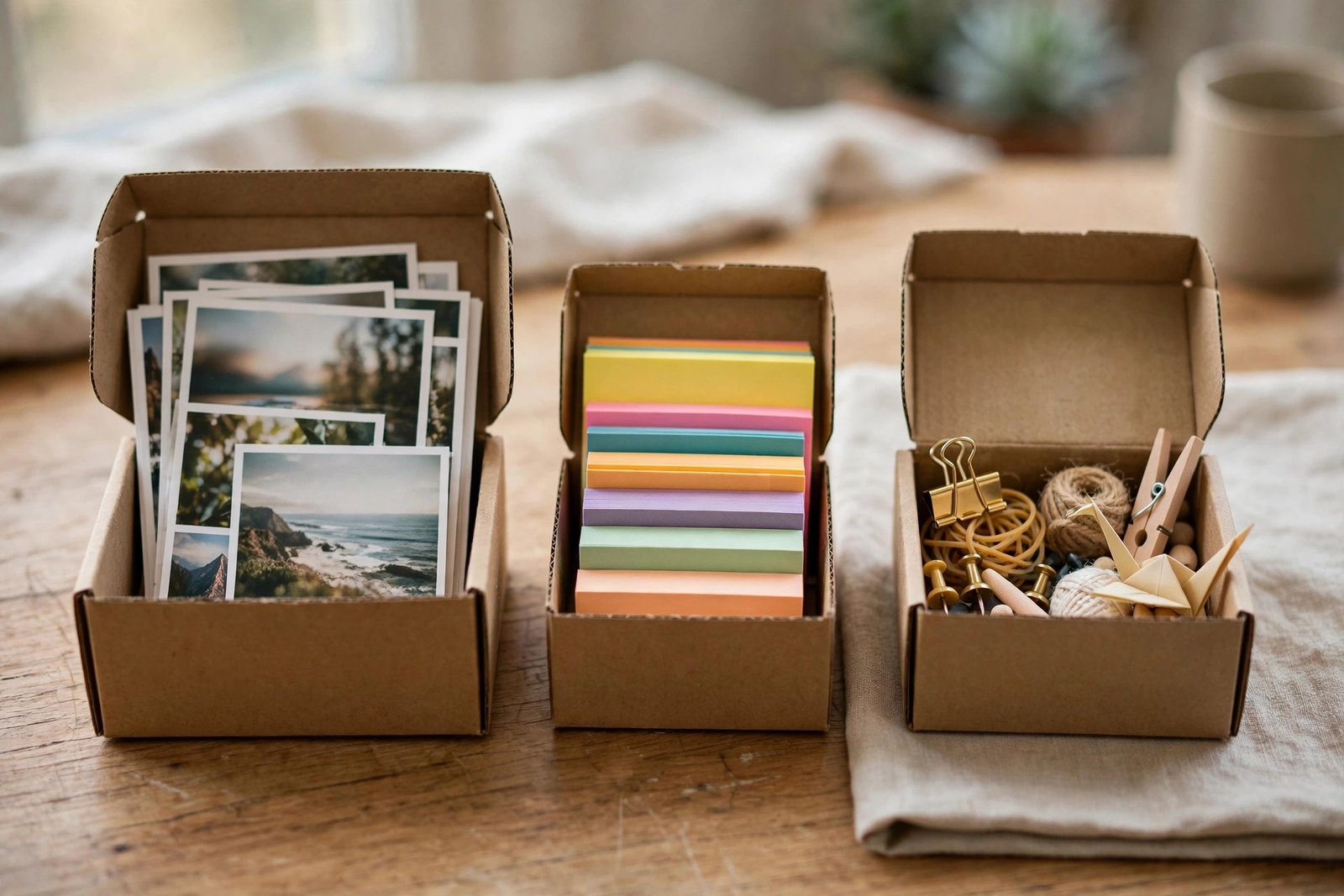 Illustration of three labeled boxes holding different content ideas