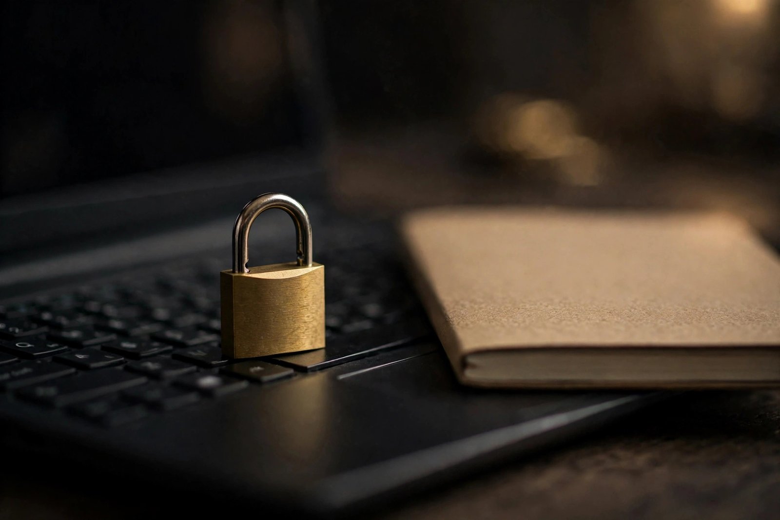 Illustration of a padlock and shield representing password security