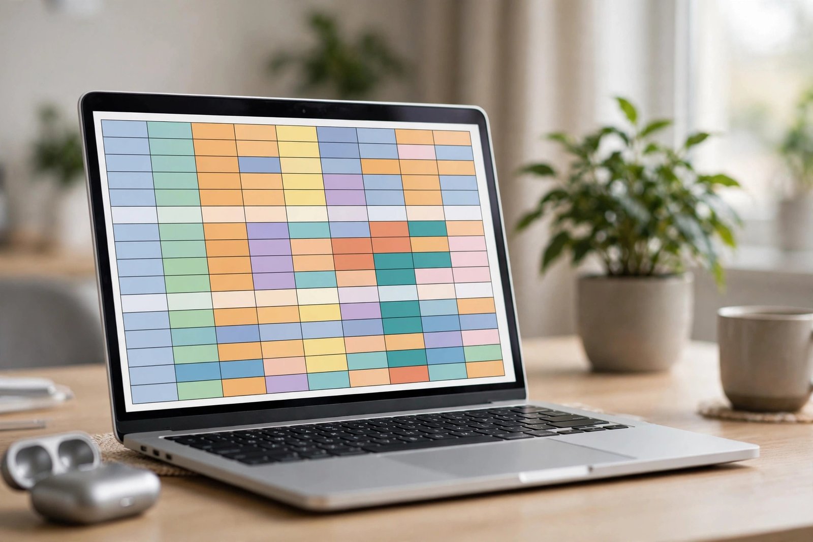 A neatly formatted colorful data table in a spreadsheet