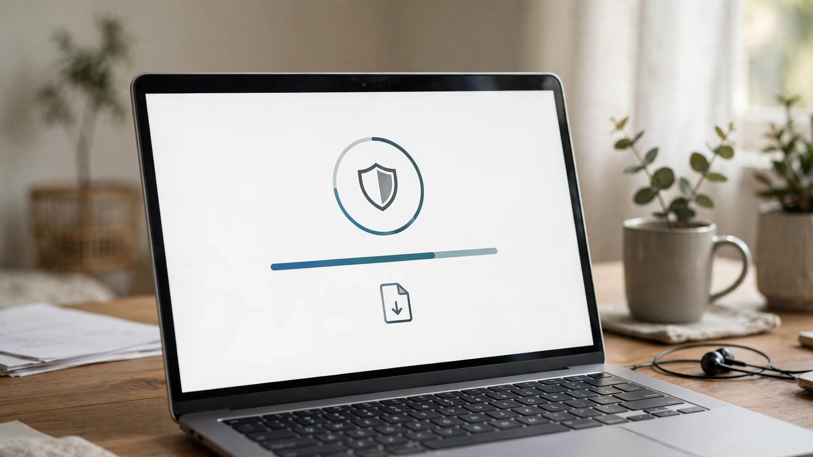 Antivirus software scanning a downloaded file for threats