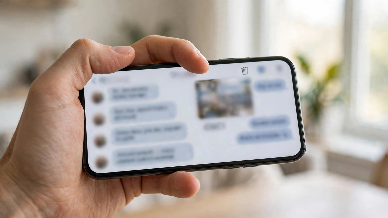 Deleting large video attachments from a messaging app
