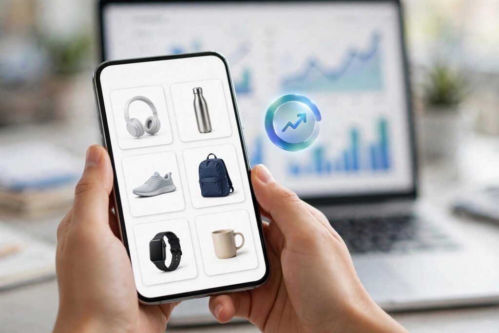 Affiliate marketing on smartphone with commission earnings