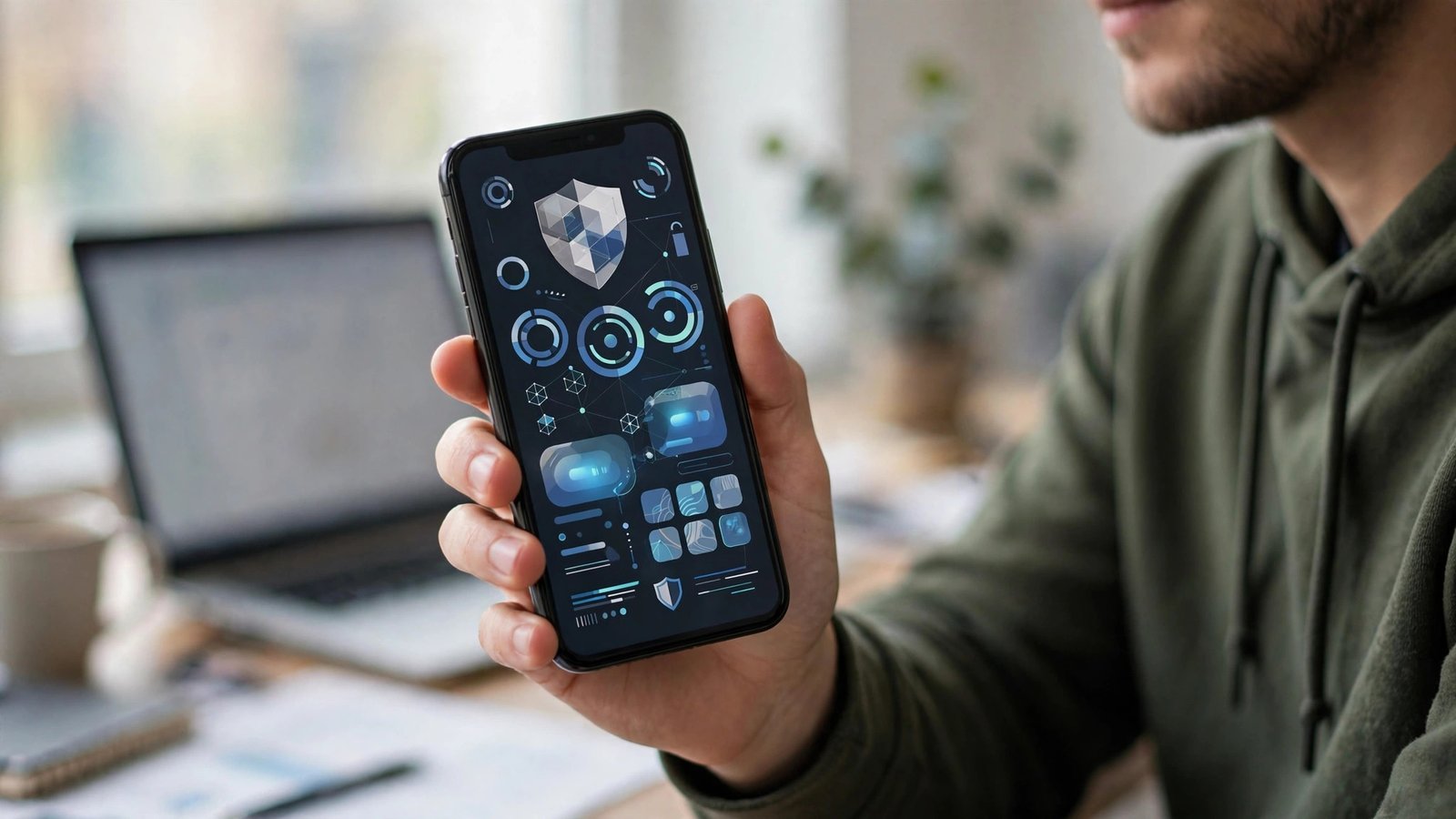 Using a password manager app on a smartphone