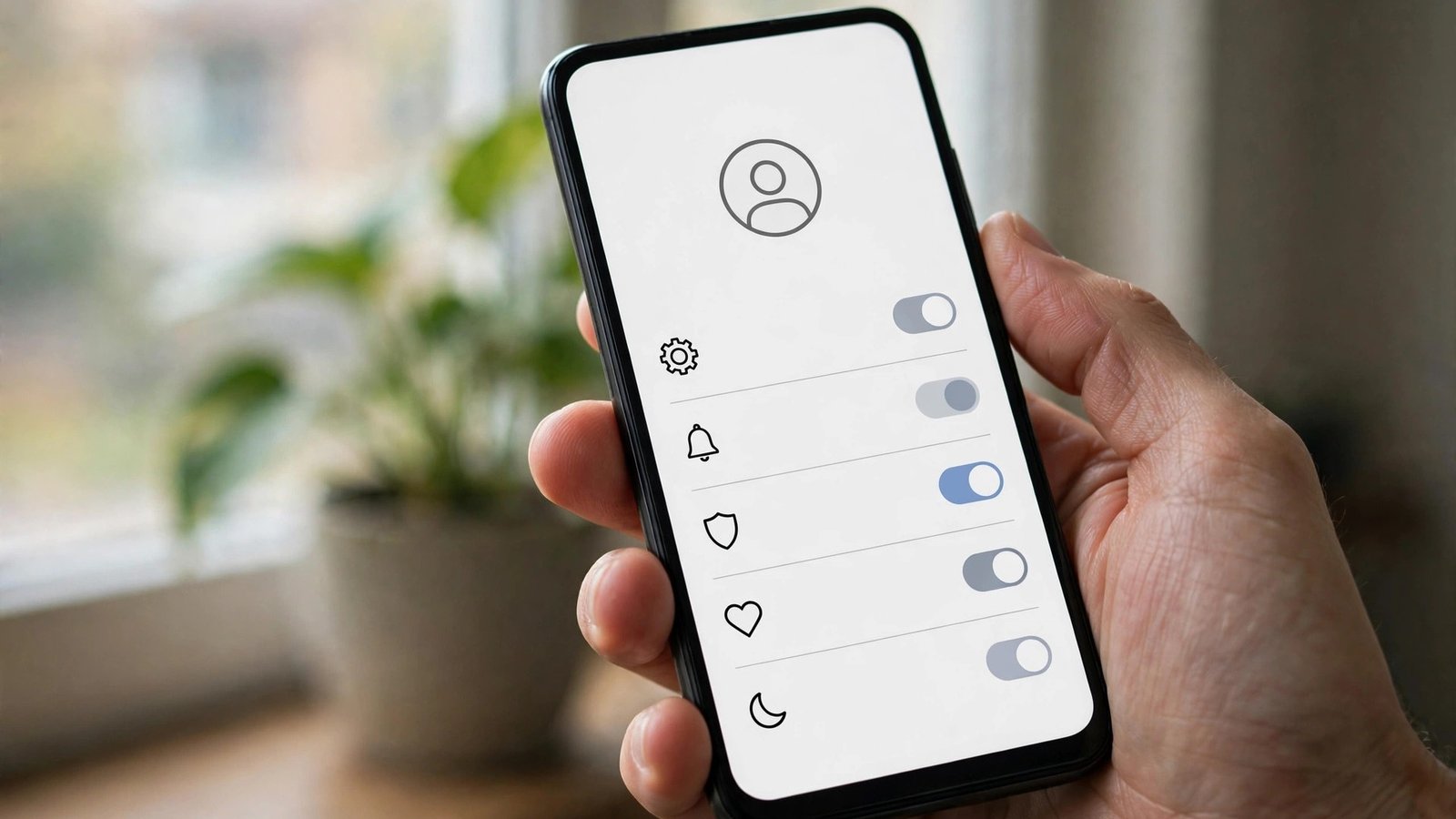 Hand holding a phone on the Threads profile settings screen