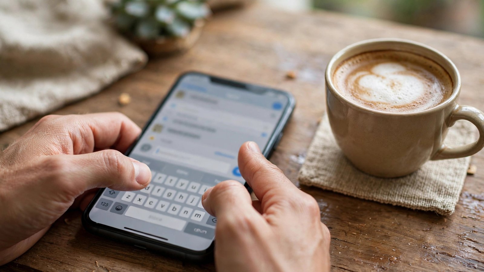 Thumbs typing a new thread on a smartphone
