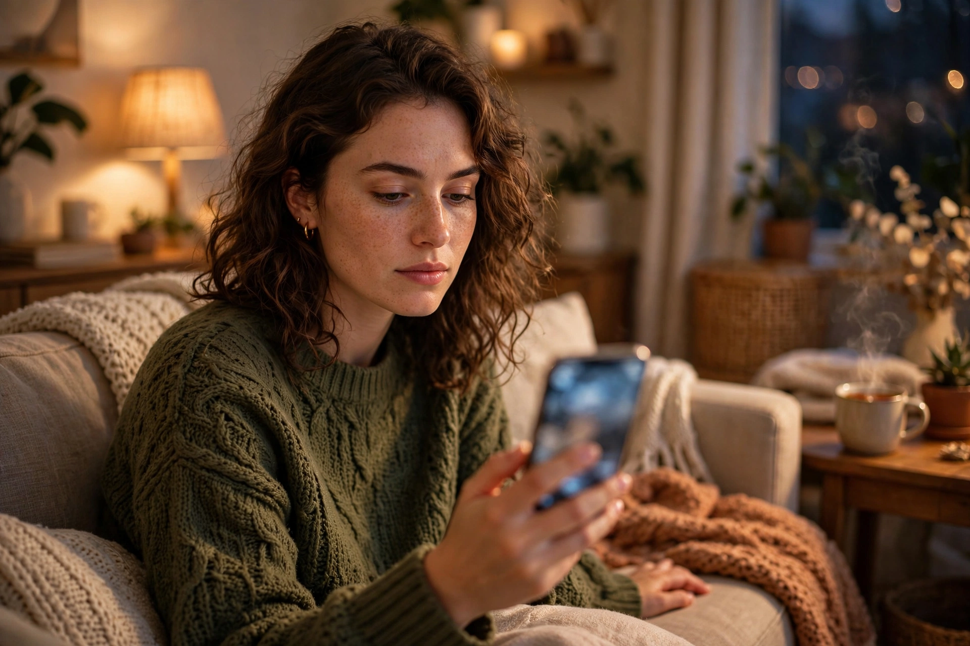 Person reviewing privacy settings on a smartphone before joining an online group