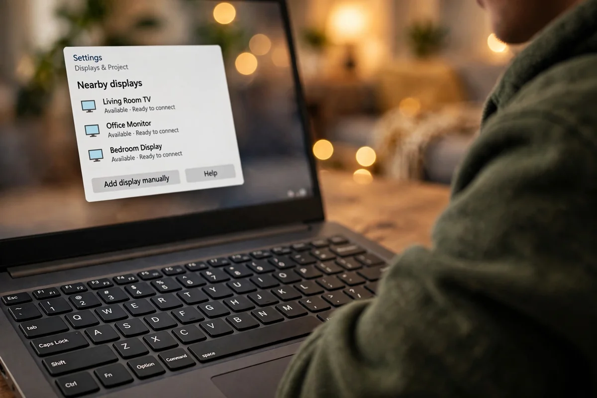 A laptop screen showing the cast settings window